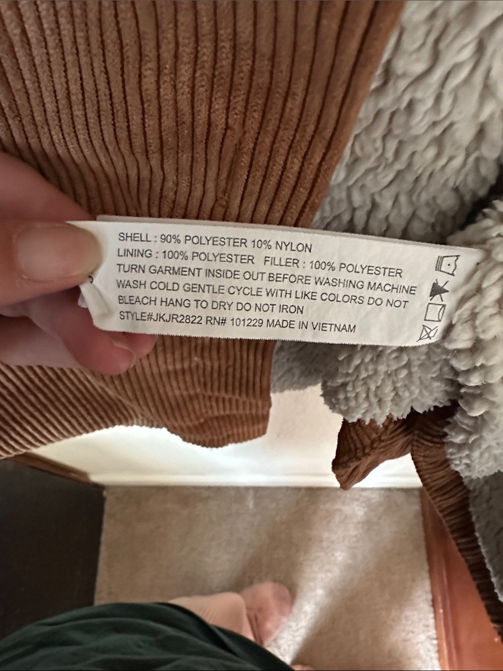 Ashley By 26 International Tan Corduroy Teddy Jacket with Cream Sherpa Lining - Picture 3 of 7